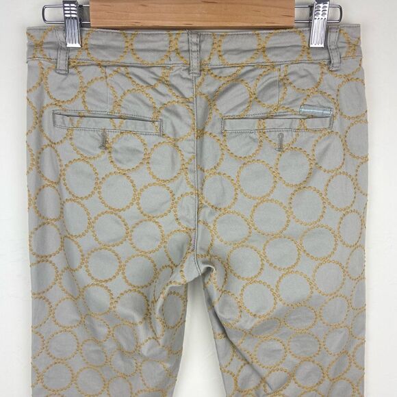 Anthropologie Chino Circle-Embroidered Relaxed Pant - Tan - Picture 7 of 8